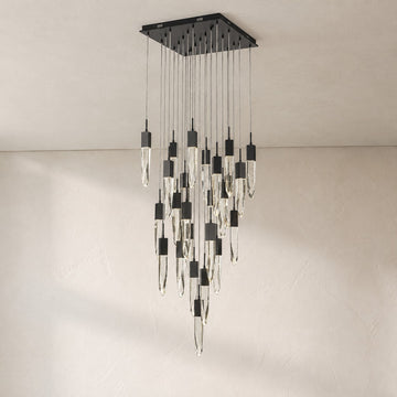Modern Light Luxury Round/Rectangle Ceiling Pendant Light in Black Finish for Kitchen Island/ Staircase/Living Room