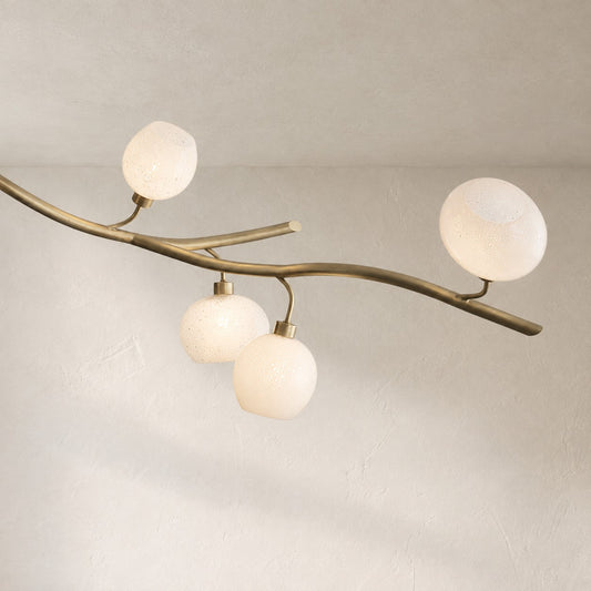 Modern Linear Brass Branches Chandelier for Dining Room