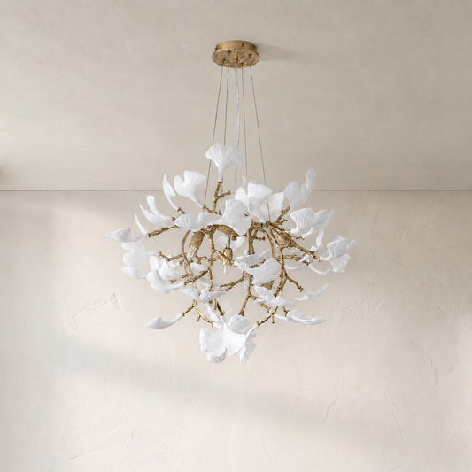Modern Matte Gold Ceramic Chandelier, 24 Inch