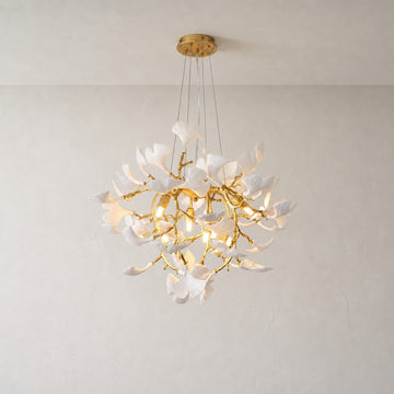 Modern Matte Gold Ceramic Chandelier, 24 Inch