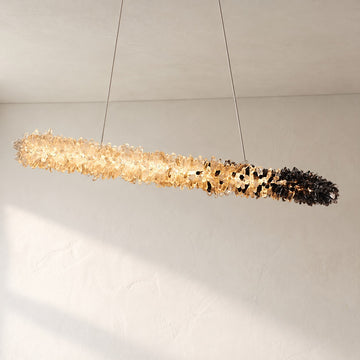 Modern Natural Crystal Linear Chandelier, 39.4 Inch
