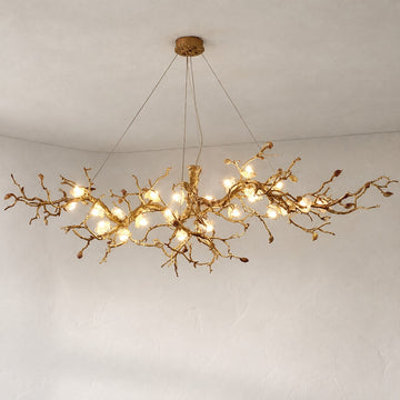 Modern Polished Copper Glass Flower Chandelier, 39.4 Inch