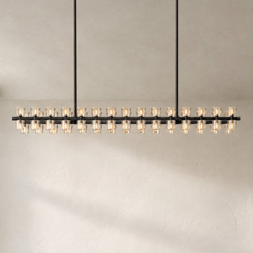 Modern Polished Nickel Crystal 60-Light Linear Chandelier, 54 Inch