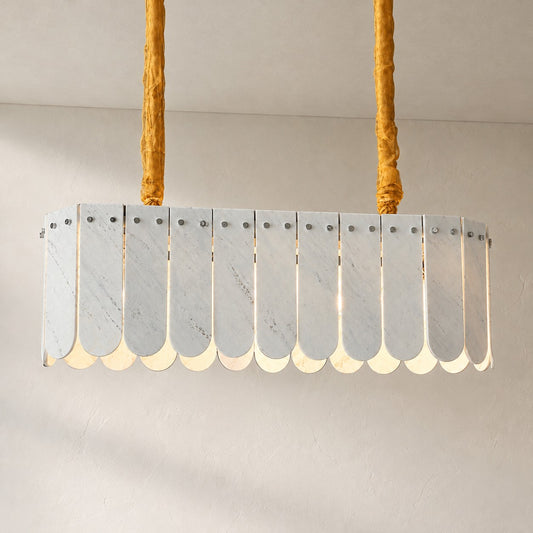 Modern Snowcrest White Stone 12-Light Linear Chandelier, 41.3 Inch