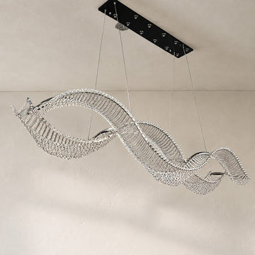 Modern Stainless Steel Crystal Wavy Chandelier, 47.2 Inch