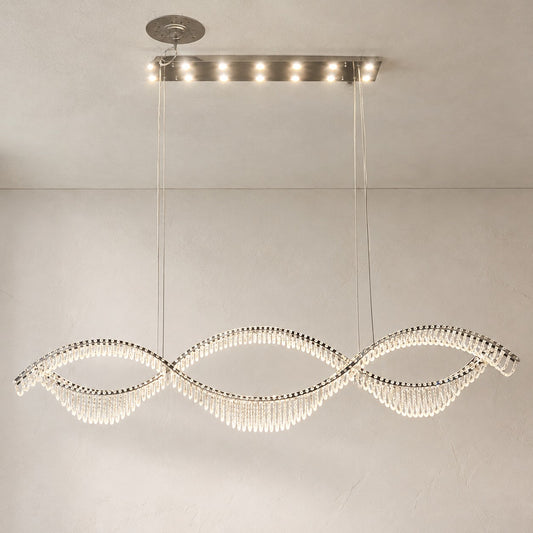 Modern Stainless Steel Crystal Wavy Chandelier, 47.2 Inch