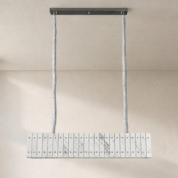 Modern Yugoslav White Stone 5-Light Rectangular Chandelier, 35.4 Inch