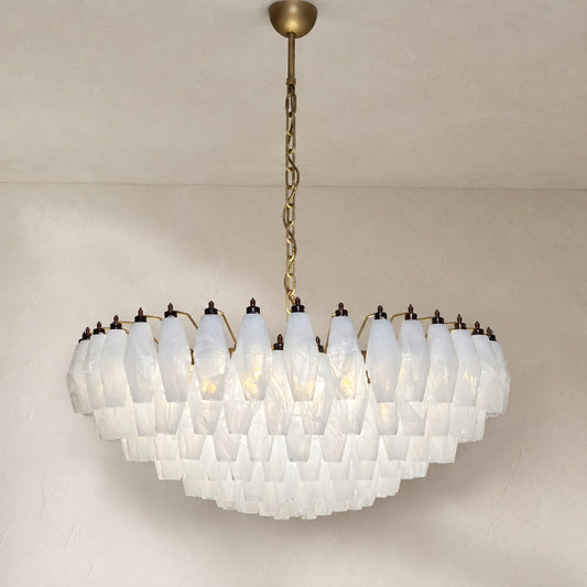 Murano Chandelier – Poliedri – 185 glass – White Alabaster