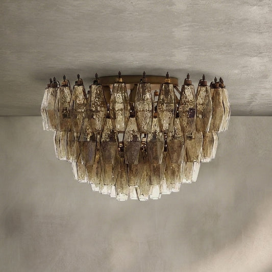Murano Chandelier – Poliedri – 84 glasses – Dark smoked