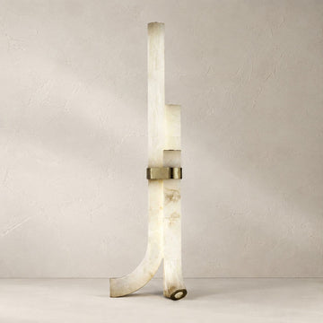 Natural Alabaster And Brass Led Floor Lamp