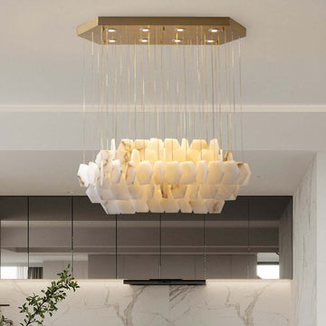 Natural Alabaster Cube Modern Chandelier | Lamer Lighting (1)