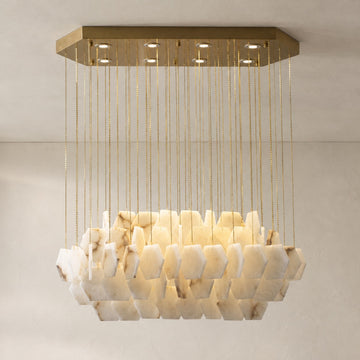 Natural Alabaster Cube Modern Chandelier