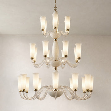 Organic Modern Gold Glass 3-Tier Pendant Light