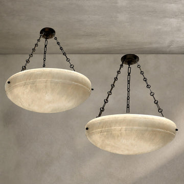 Pair of French Carved Alabaster Fixtures. Sold Individually.