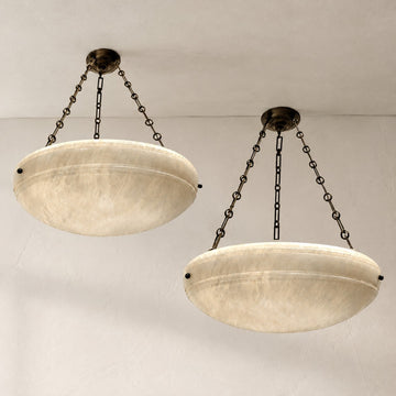 Pair of French Carved Alabaster Fixtures. Sold Individually.
