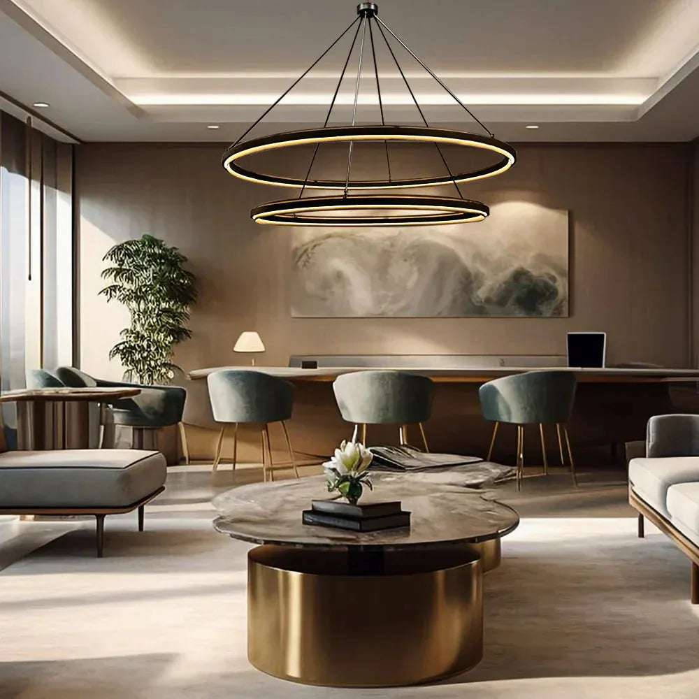 Peralte Two-Tier Round Chandelier 60"-Lamer Lighting