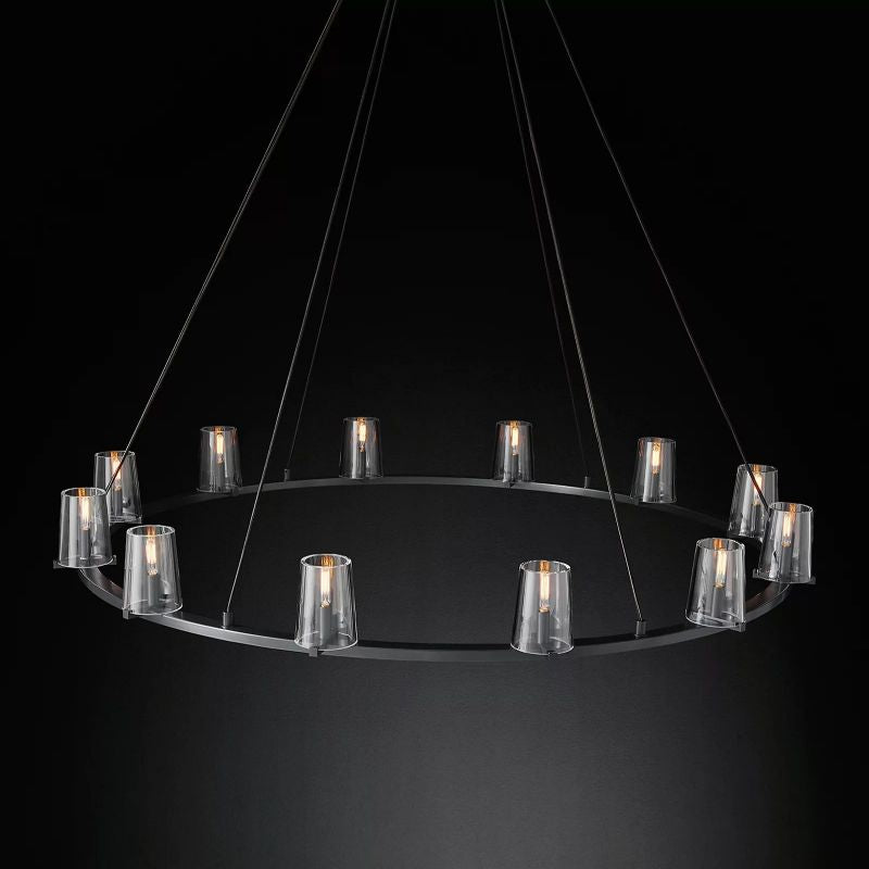 Kuseau Glass Round Chandelier 60" - lamerlighting