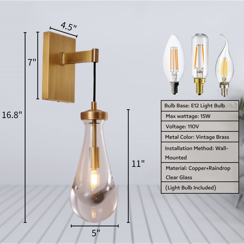 Raindrop Sconce Rod & Cord-wall sconce for bedroom,wall sconce for dining room,wall sconce for stairways,wall sconce for foyer,wall sconce for bathrooms,wall sconce for kitchen,wall sconce for living room-Blushlighting