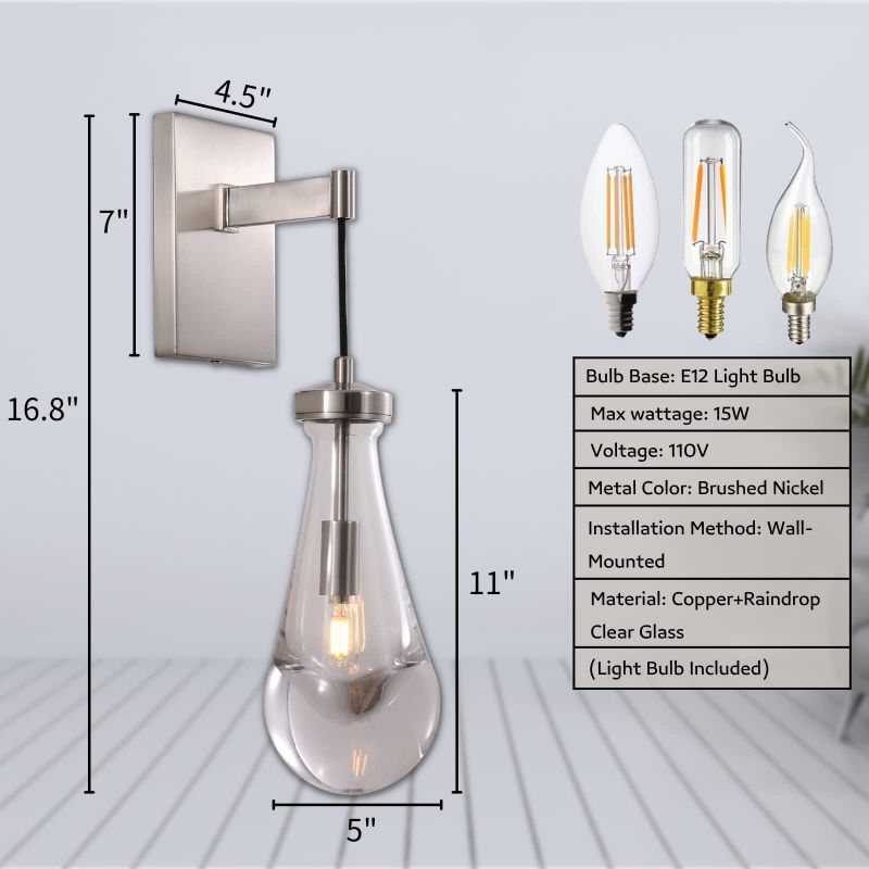 Raindrop Sconce Rod & Cord-wall sconce for bedroom,wall sconce for dining room,wall sconce for stairways,wall sconce for foyer,wall sconce for bathrooms,wall sconce for kitchen,wall sconce for living room-Blushlighting