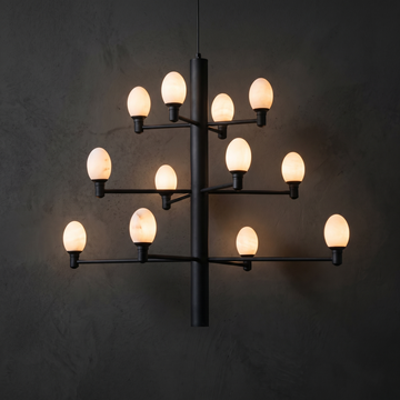 Large Black Chandelier in matte black