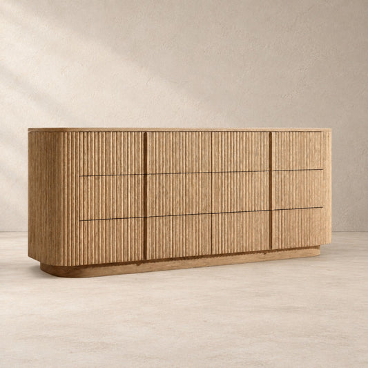 Reeded Oak Dresser with Curved Contours