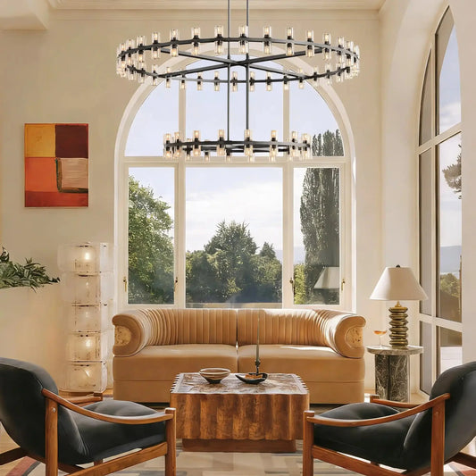 Reger Crystal 2-Tier Round Chandelier 60" for Living Room-Lamerlighting-Lamerlighting