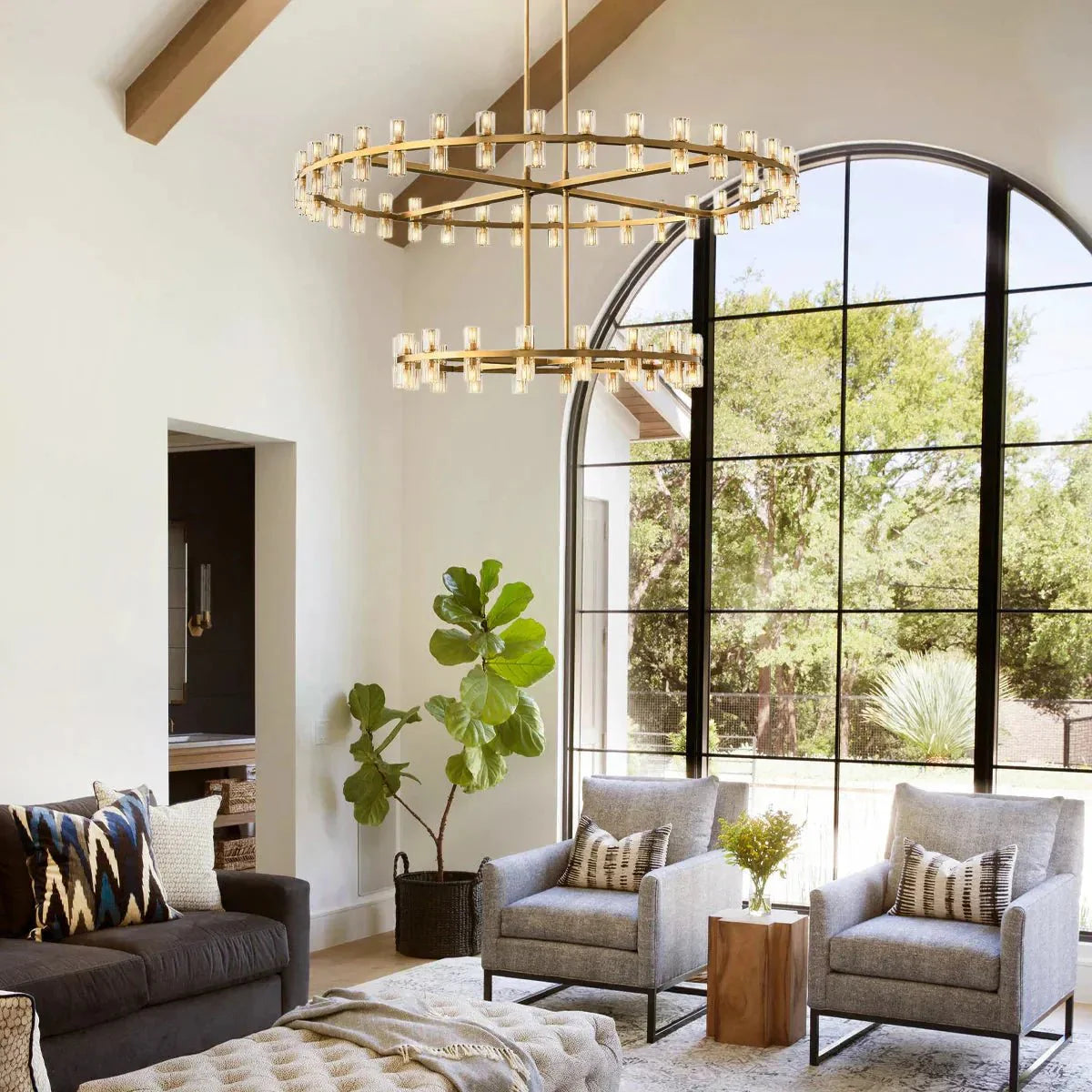 Reger Crystal 2-Tier Round Chandelier 60" for Living Room-Lamerlighting-Lamerlighting