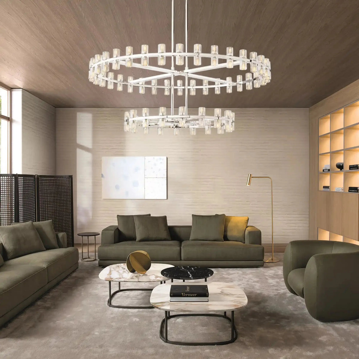Reger Crystal 2-Tier Round Chandelier 60" for Living Room-Lamerlighting-Polished Nickel-Lamerlighting