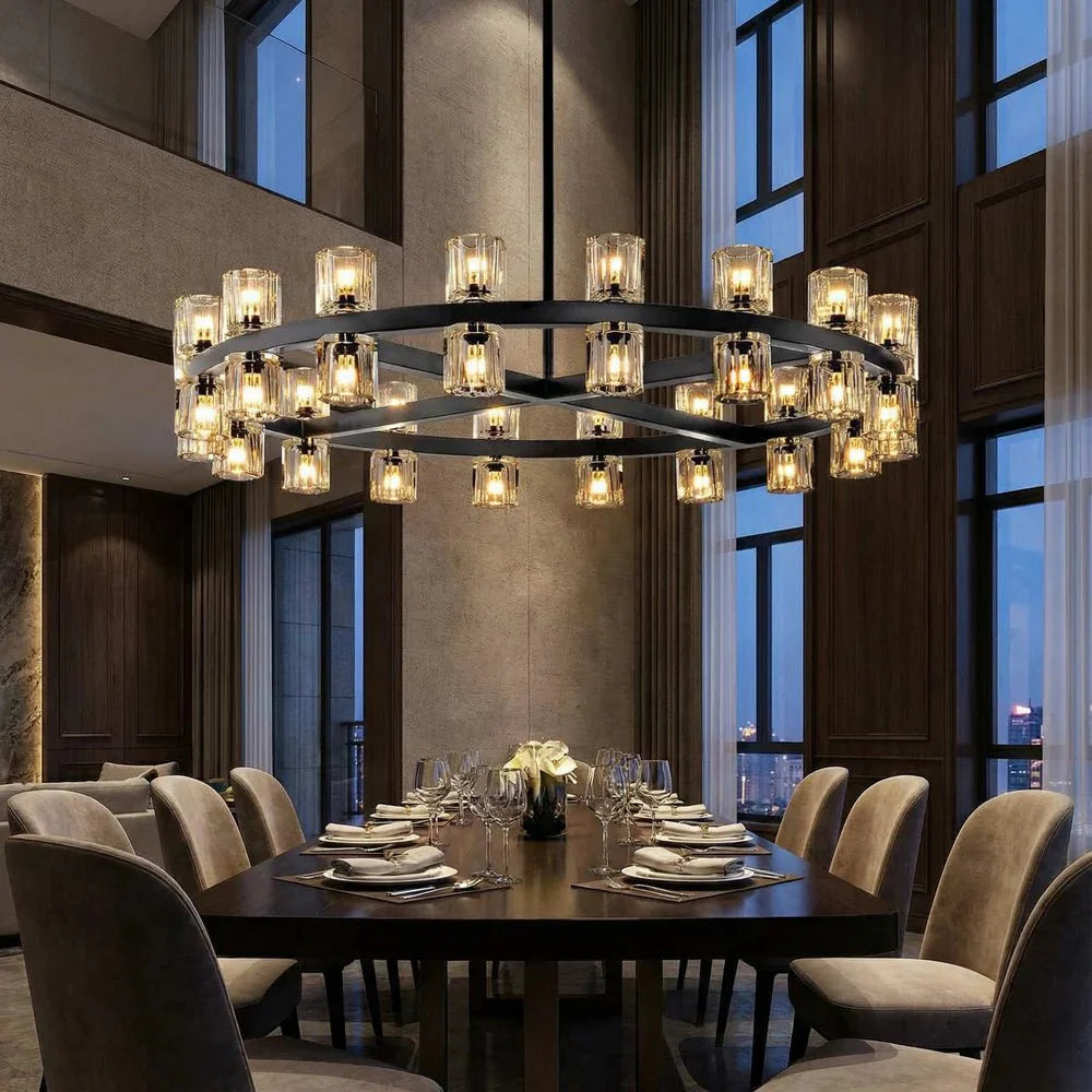 Reger Round Chandelier 36" 48" 60" for Dining Room-chandelier for bedroom,chandelier for dining room,chandelier for stairways,chandelier for foyer,chandelier for bathrooms,chandelier for living room-Lamerlighting-Lamerlighting