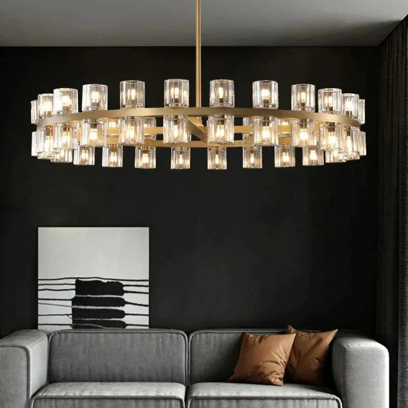 Reger Round Chandelier 36" 48" 60" for Dining Room-chandelier for bedroom,chandelier for dining room,chandelier for stairways,chandelier for foyer,chandelier for bathrooms,chandelier for living room-Lamerlighting-36''-Brass-Lamerlighting