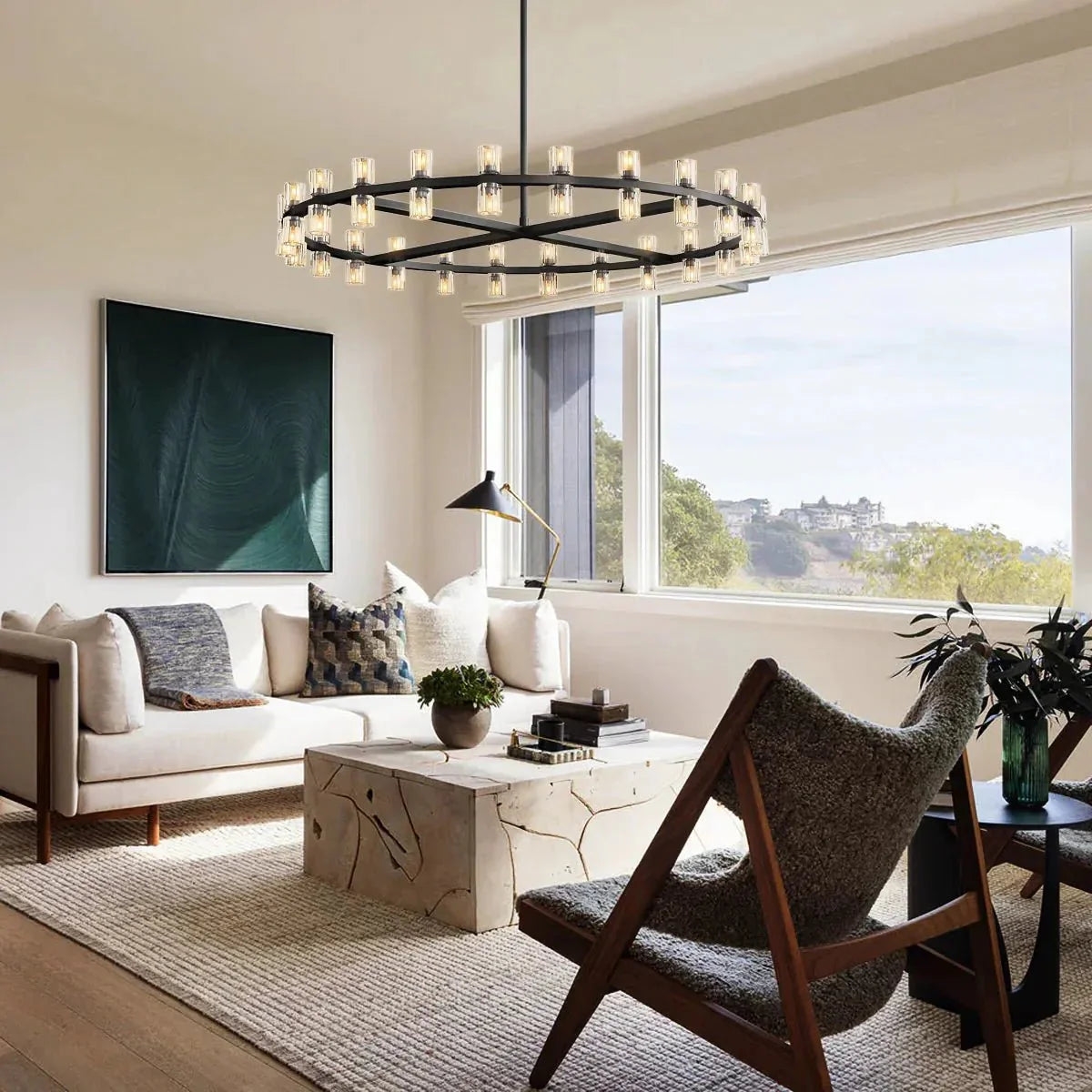 Reger Round Chandelier 36" 48" 60" for Dining Room-chandelier for bedroom,chandelier for dining room,chandelier for stairways,chandelier for foyer,chandelier for bathrooms,chandelier for living room-Lamerlighting-36''-Bronze-Lamerlighting