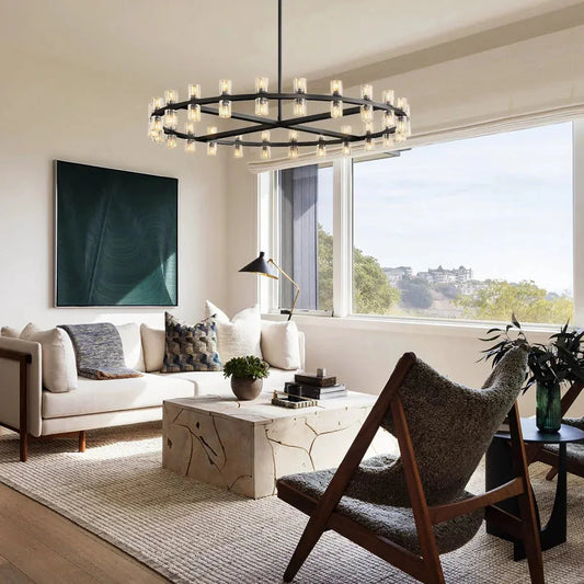 Reger Round Chandelier 36" 48" 60" for Dining Room-chandelier for bedroom,chandelier for dining room,chandelier for stairways,chandelier for foyer,chandelier for bathrooms,chandelier for living room-Lamerlighting-36''-Bronze-Lamerlighting