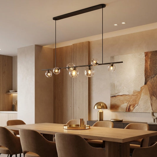 Bubble Clear Glass Linear Chandelier 61'' 79''for Dining room
