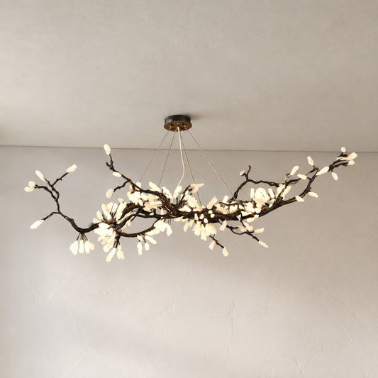 Selenite Crystal Blossom Branching Tree Chandelier