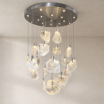 Selenite Pane Round Pendant Chandelier 38''D