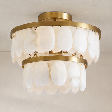 Solene Alabaster Round Flush Mount 14"
