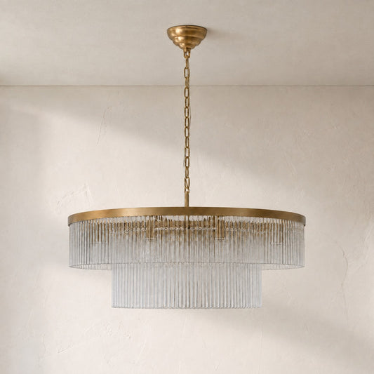 Striped Column Gold Tiered Chandelier