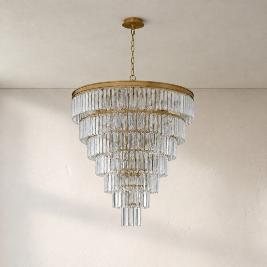 Striped Crystal Tower Cascade Chandelier