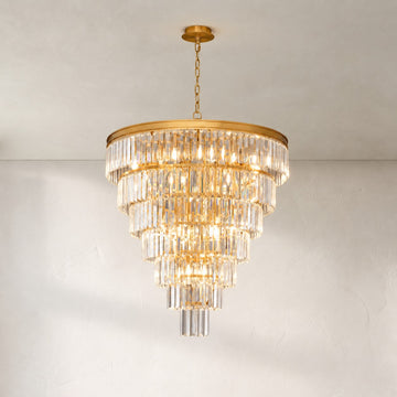 Striped Crystal Tower Cascade Chandelier