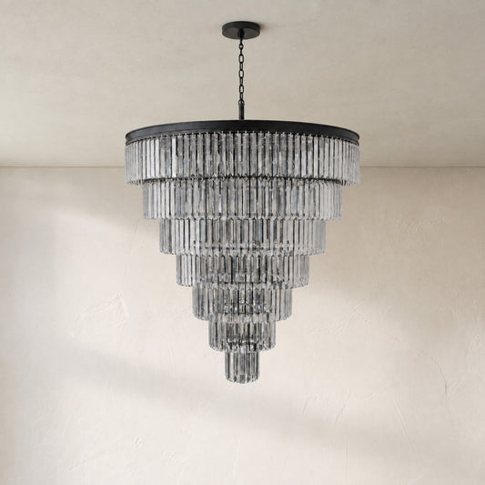 Striped Crystal Tower Tiered Chandelier