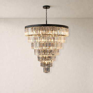Striped Crystal Tower Tiered Chandelier