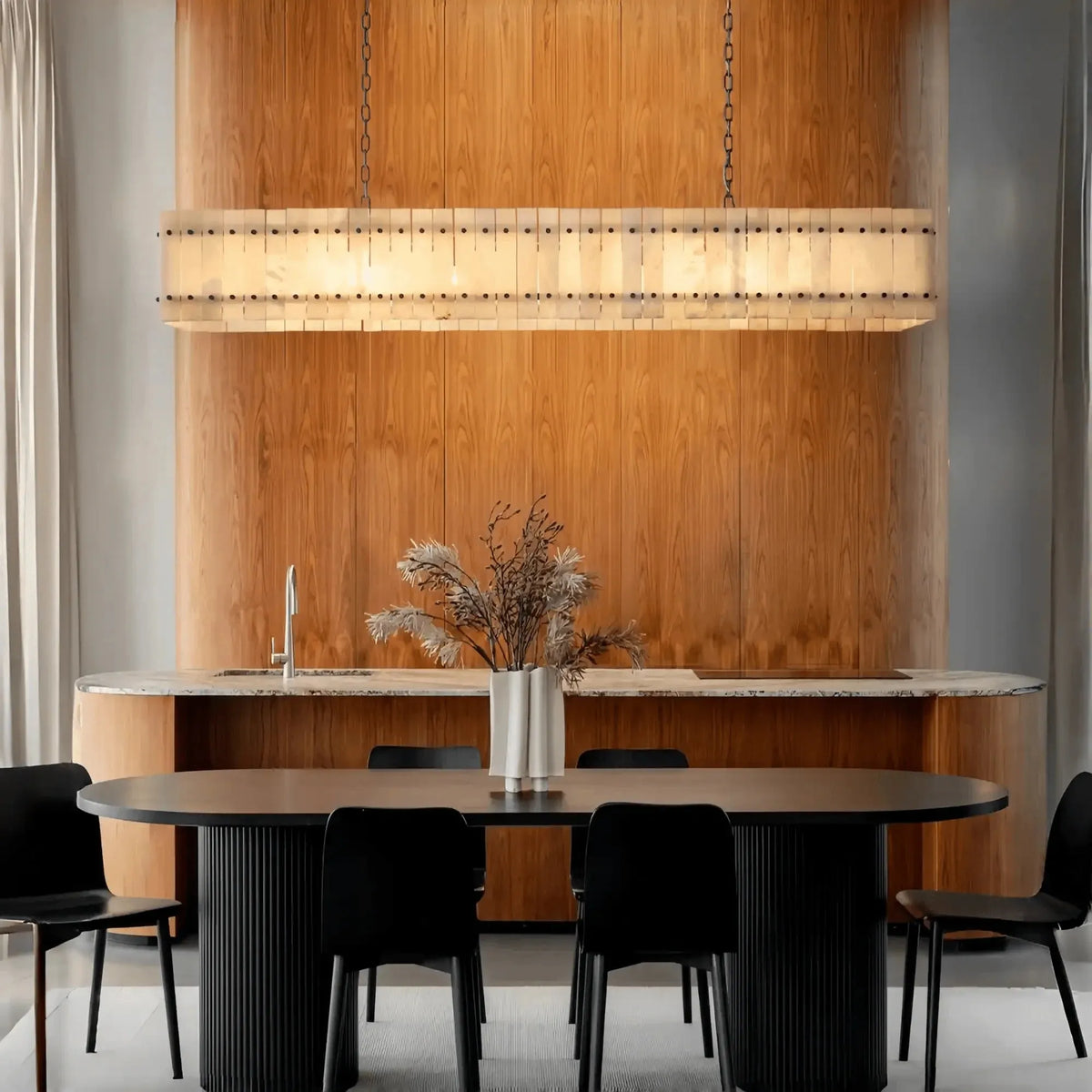 Sun Marco Alabaster Linear Chandelier 54" 72" - Lamer Lighting