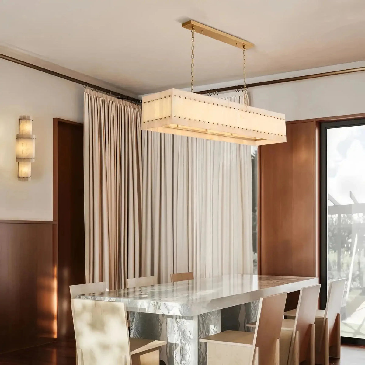 Sun Marco Alabaster Linear Chandelier 54" 72" - Lamer Lighting