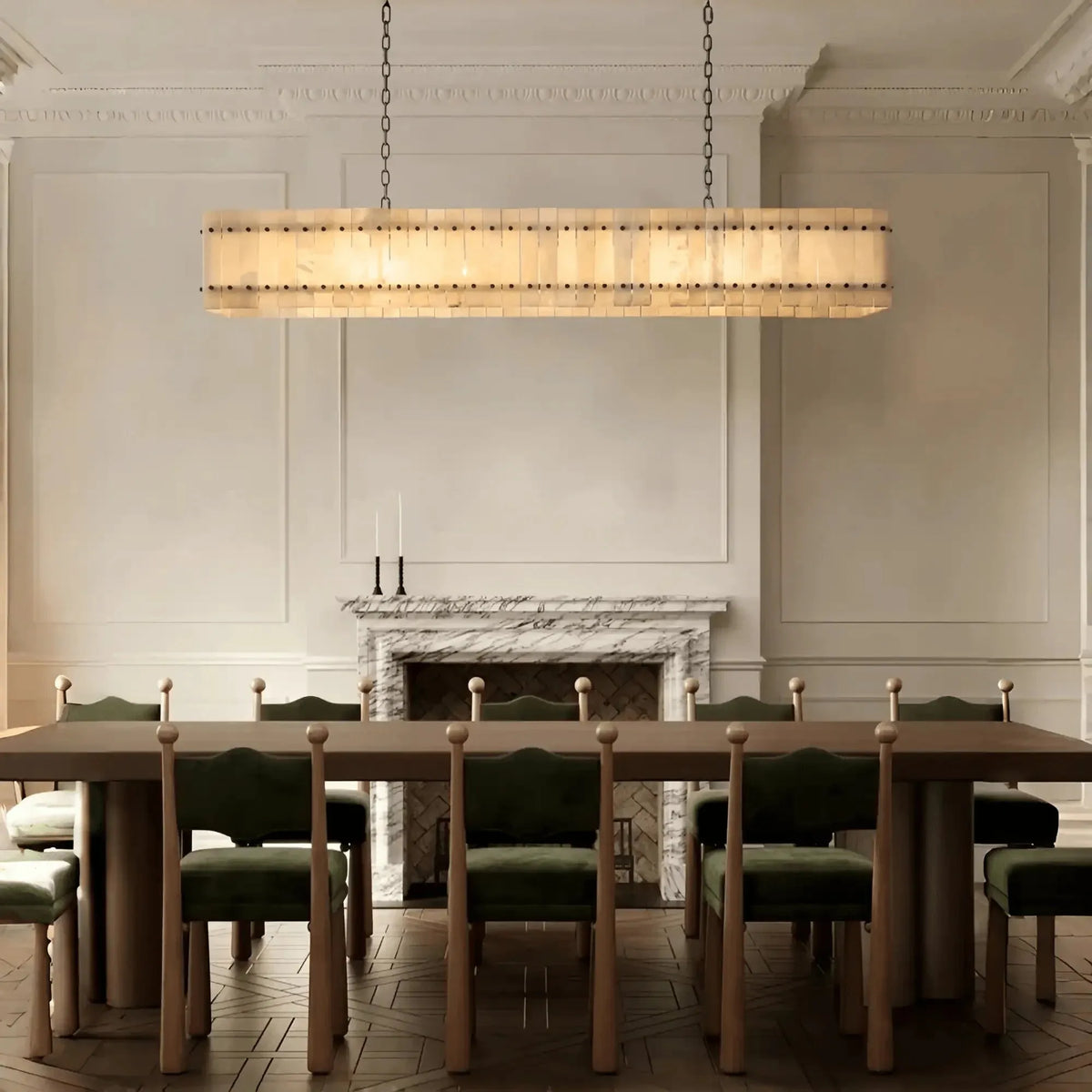 Sun Marco Alabaster Linear Chandelier 54" 72" - Lamer Lighting