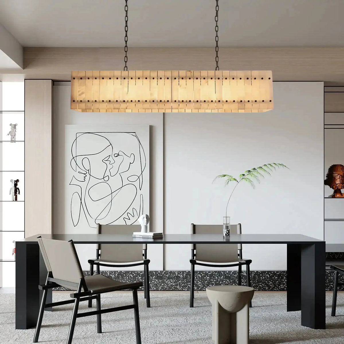 Sun Marco Alabaster Linear Chandelier 54" 72" - Lamer Lighting