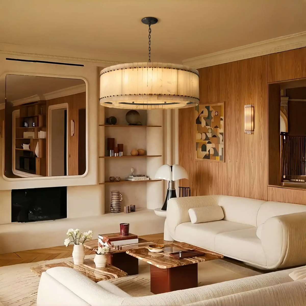 Sun Marco Alabaster Round Chandelier 22'' 37'' 48'' 60''-48''-Bronze-Lamer Lighting