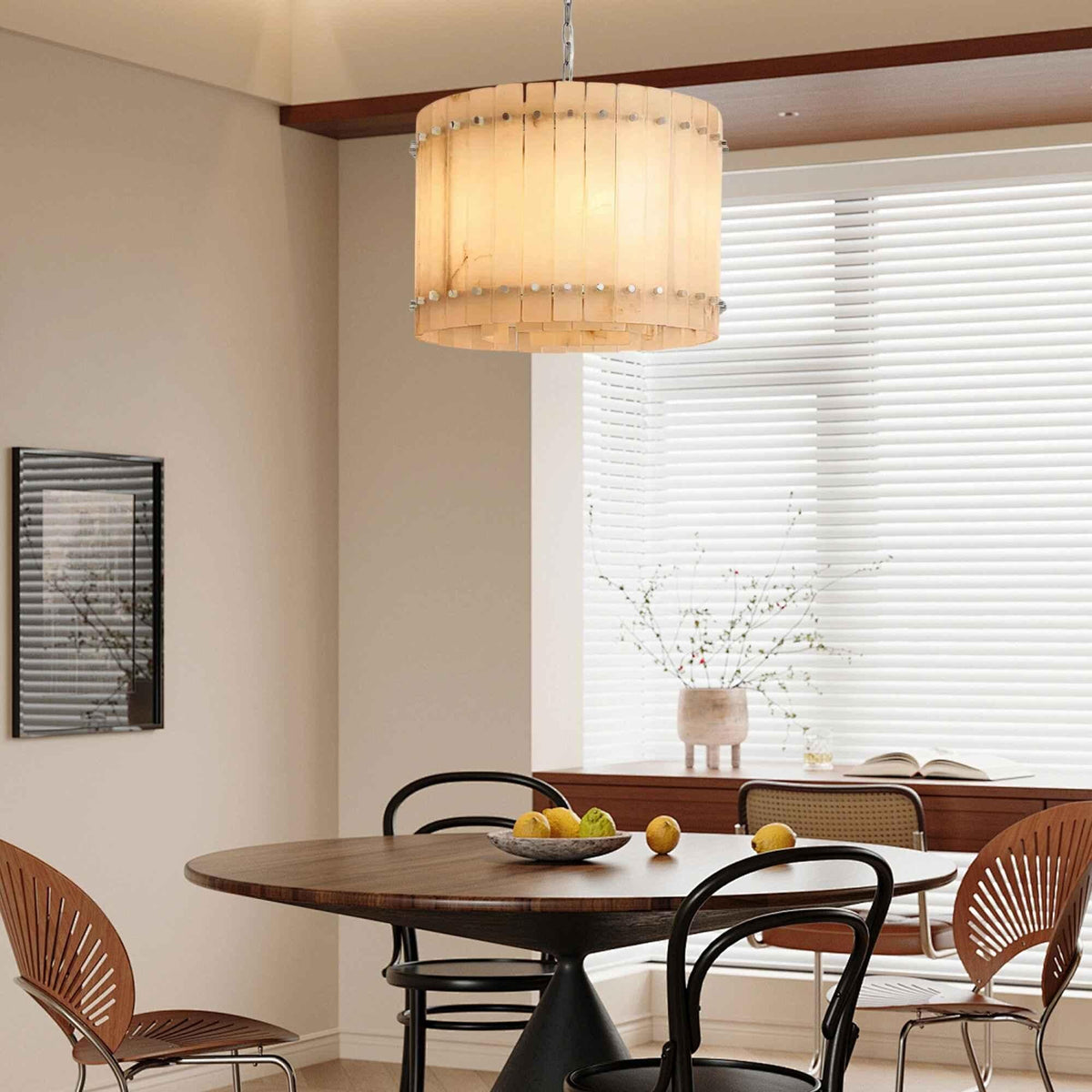 Sun Marco Alabaster Round Chandelier 22'' 37'' 48'' 60''-22''-Nickel-Lamer Lighting