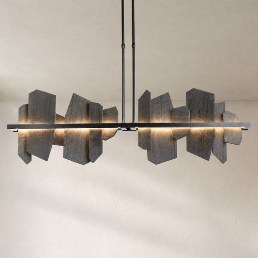 Thalassa Large Hand Made Slate and Steel Linear Chandelier