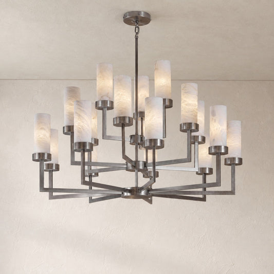 Three Tier Compass Alabaster Chandelier