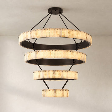 Tiered Alabaster Spiral Chandelier